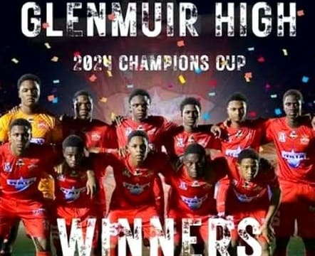 The Glenmuir High football team celebrating as 2024 Champions Cup winners